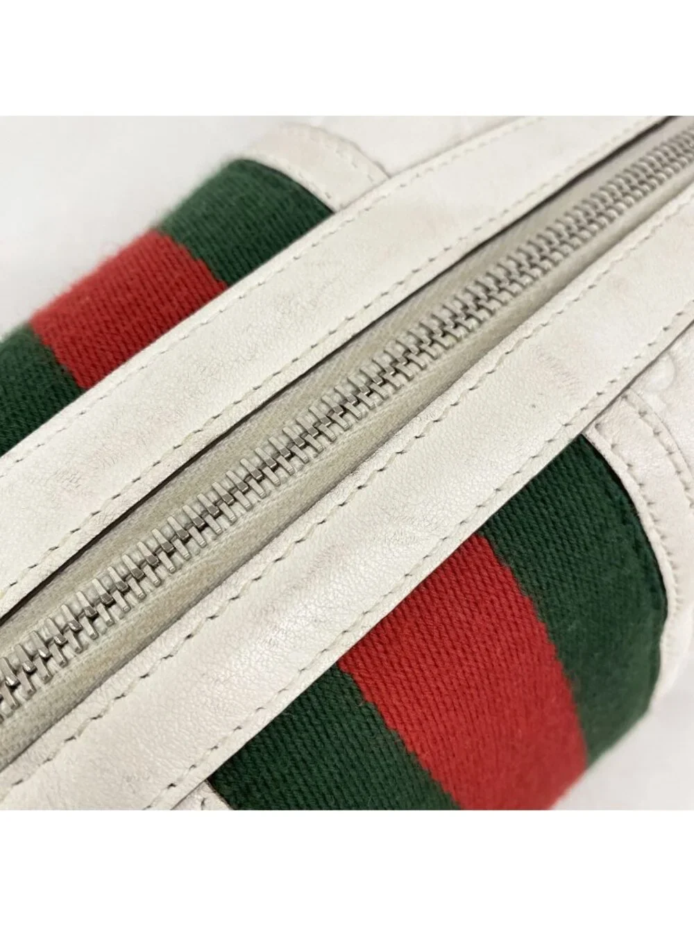 Gucci Pouch Sherry Line Guccissima Leather White Silver